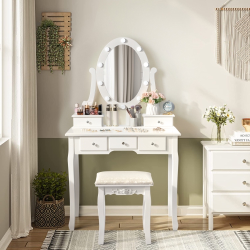 Karl Home Ullman Vanity Set with Stool and Mirror