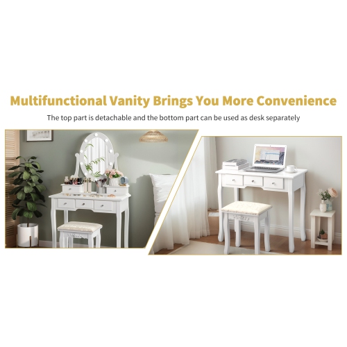 Karl Home Ullman Vanity Set with Stool and Mirror