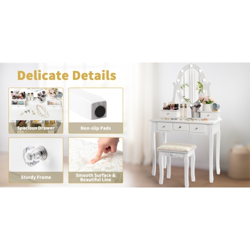 Karl Home Ullman Vanity Set with Stool and Mirror