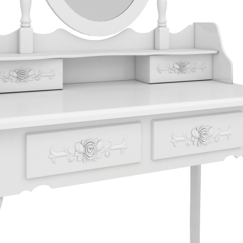 Karl Home Scott Solid Wood Vanity Set with Stool and Mirror