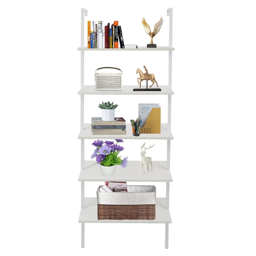 KARL HOME  Ladder Bookcase In White