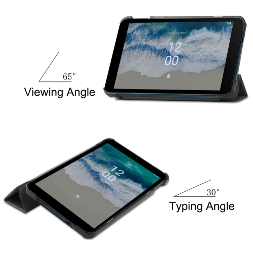 Applicable to Nokia T10 tablet protective case Nokia T10 8-inch tri-fold Custer leather case - gray