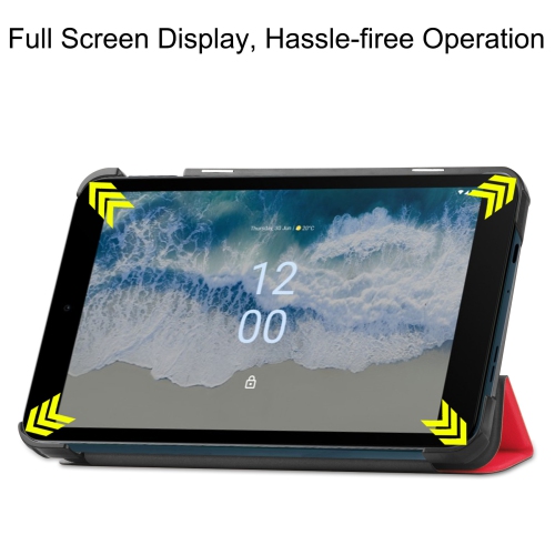 Applicable to Nokia T10 tablet protective case Nokia T10 8-inch tri-fold Custer leather case - red