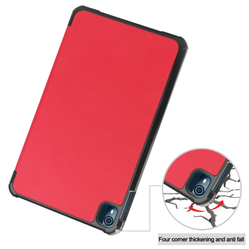 Applicable to Nokia T10 tablet protective case Nokia T10 8-inch tri-fold Custer leather case - red
