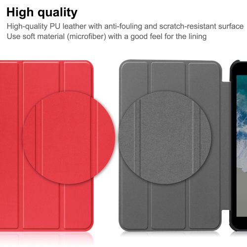 Applicable to Nokia T10 tablet protective case Nokia T10 8-inch tri-fold Custer leather case - red