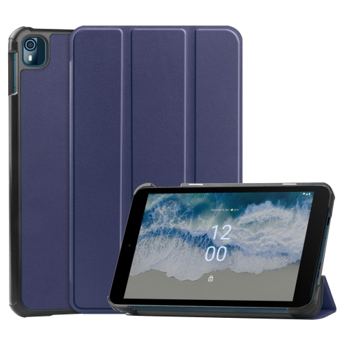 GREEN SCENIC  Applicable to Nokia T10 Tablet Protective Case Nokia T10 8-Inch Tri-Fold Custer Leather Case - Dark In Blue