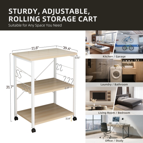 Karl Home Algona Microwave Storage Kitchen Cart