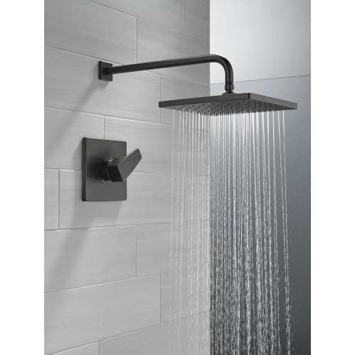 Delta Faucet Modern Raincan Square Single-Function Shower Valve Trim Kit Black, Shower Faucet Set
