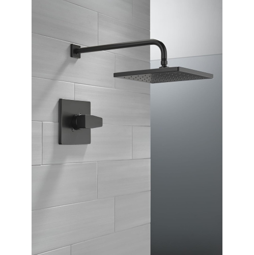 Delta Faucet Modern Raincan Square Single-Function Shower Valve Trim Kit Black, Shower Faucet Set