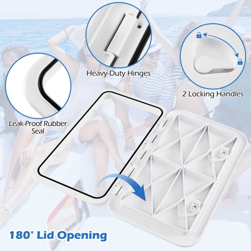 Costway 24" x 14" Boat Hatch Marine Deck Access Hatch with 180° Lid Hinge & Non-Slip Surface
