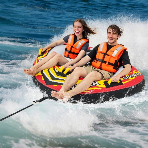 Bouée gonflable pour bateau de 1 ou 2&nbsp;personnes rouge de Costway pour jeunes et adultes