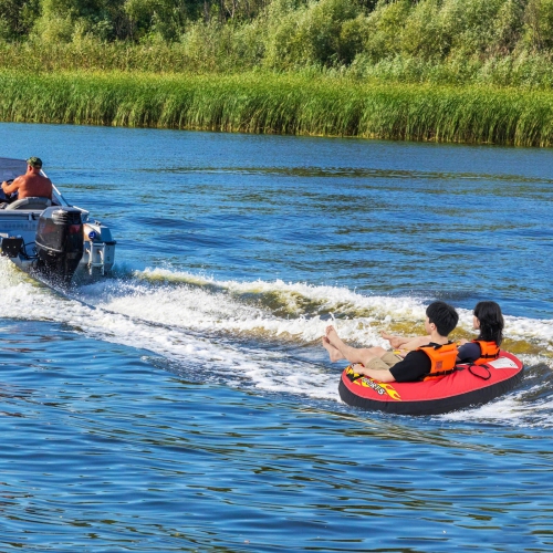Bouée gonflable pour bateau de 1 ou 2&nbsp;personnes rouge de Costway pour jeunes et adultes