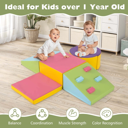 Costway 6 PCS Foam Climbing Blocks Lightweight Soft Climbing Indoor Set Gift for Babies