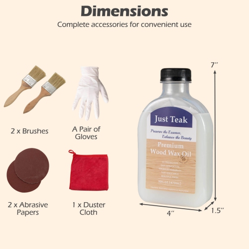Costway 1/2 PCS Wood Wax Oil Cleaner and Brightener for Outdoor & Indoor Furniture Teak Care Kit