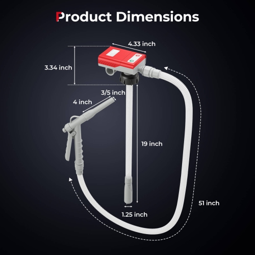 Costway Fuel Transfer Pump with Hand Trigger Nozzle for Flow Control & Stop Extra Long Hose