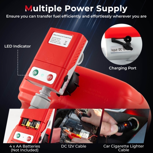 Costway Fuel Transfer Pump with Hand Trigger Nozzle for Flow Control & Stop Extra Long Hose