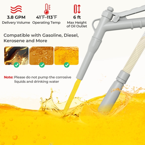 Costway Fuel Transfer Pump with Hand Trigger Nozzle for Flow Control & Stop Extra Long Hose
