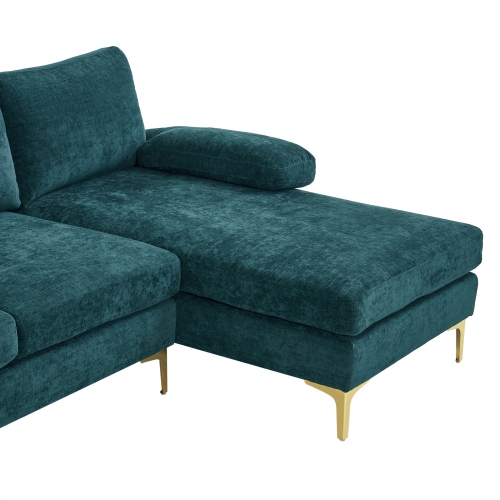 Karl Home 110 in. U-shaped Chenille Sectionals in Teal