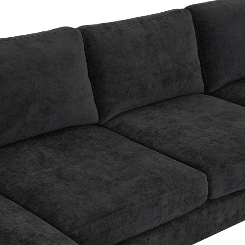 Karl Home 110 in. U-shaped Chenille Sectionals in Black