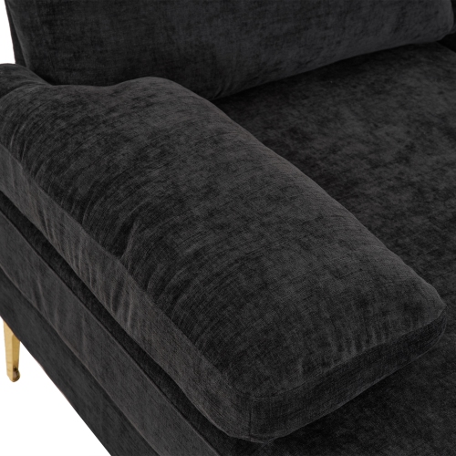 Karl Home 110 in. U-shaped Chenille Sectionals in Black