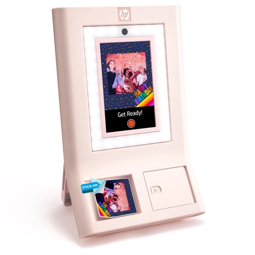 HP Sprocket Photobooth 3" x 4" Color Photo Printer with Touch Screen, LED Ring Light & Wi-Fi