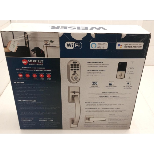 BOÎTE OUVERTE - Serrure intelligente Wi-Fi avec pêne dormant électronique et poignée Halo de Weiser 1733829
