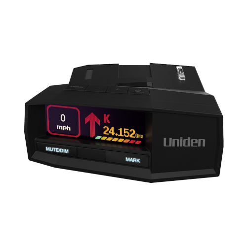 Détecteur de radar R8&nbsp;W d'Uniden – détection laser à double antenne extrêmement longue portée, verrouillage GPS intégré, écran DELO, alertes