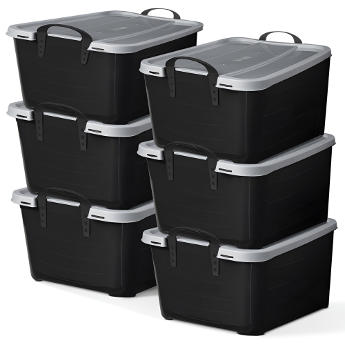 LIFE STORY  55 Quart Stackable Home Organization Lidded Storage Container, 6 Pack