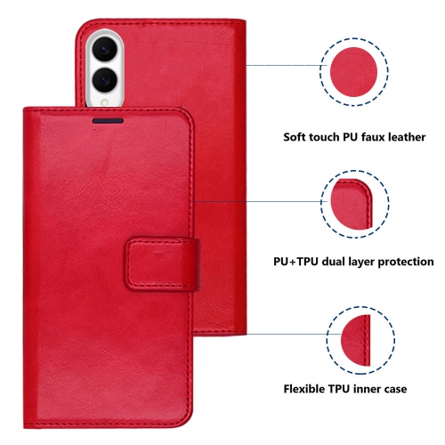 XCRS Flip Wallet PU Leather Cover Pouch with Card Slot, Lanyard Folio Case for Samsung Galaxy S25 Edge 2025