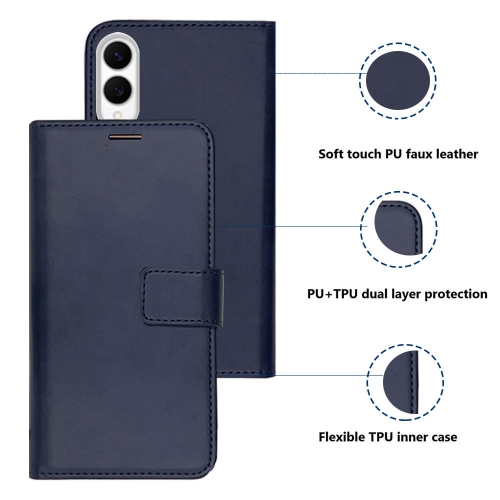 XCRS Flip Wallet PU Leather Cover Pouch with Card Slot, Lanyard Folio Case for Samsung Galaxy S25 Edge 2025