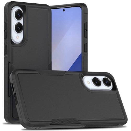 [CS] Dual Layers Heavy Duty Rubber Armor Bumper Hard Case Cover for Samsung Galaxy S25 Edge, Black