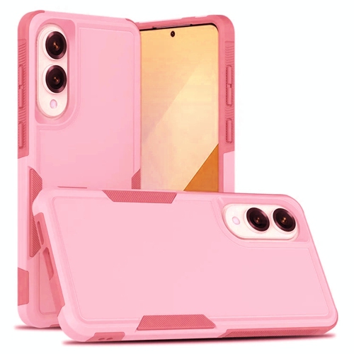 [CS] Dual Layers Heavy Duty Rubber Armor Bumper Hard Case Cover for Samsung Galaxy S25 Edge, Light Pink
