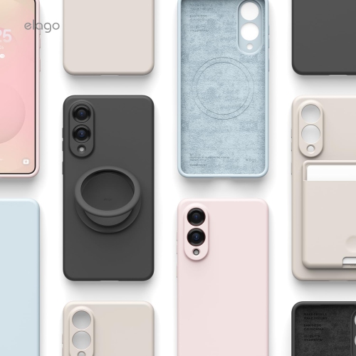 elago Magnetic Silicone Case Compatible with Samsung Galaxy S25 Edge, Slim Fit, Shockproof, Back Camera Protection, Wireless Charging Support,