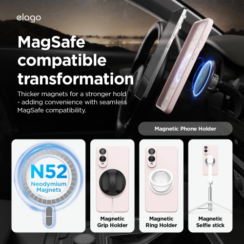 elago Magnetic Silicone Case Compatible with Samsung Galaxy S25 Edge, Slim Fit, Shockproof, Back Camera Protection, Wireless Charging Support,