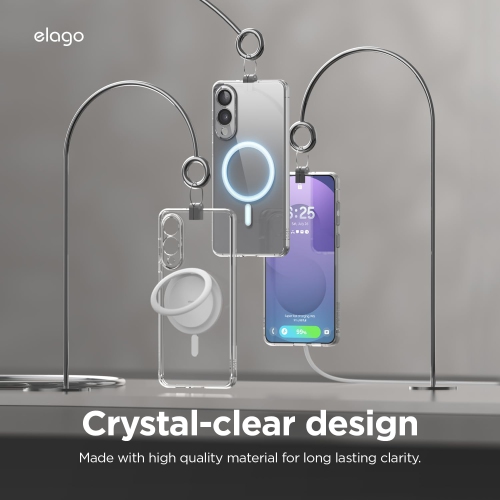 elago Magnetic Hybrid Case Compatible with Samsung Galaxy S25 Edge, Strong Magnetism for Wireless Charging, Protective Cover with PC/TPU, Slim Fit,