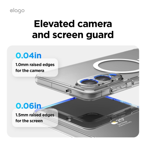 elago Magnetic Hybrid Case Compatible with Samsung Galaxy S25 Edge, Strong Magnetism for Wireless Charging, Protective Cover with PC/TPU, Slim Fit,