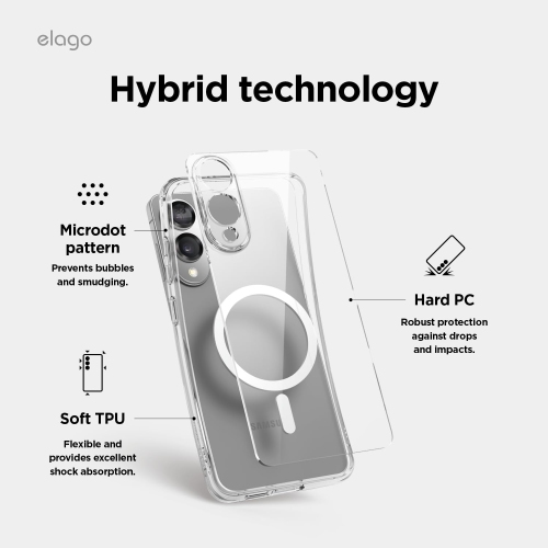 elago Magnetic Hybrid Case Compatible with Samsung Galaxy S25 Edge, Strong Magnetism for Wireless Charging, Protective Cover with PC/TPU, Slim Fit,