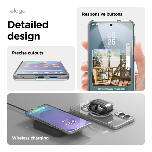 elago Magnetic Hybrid Case Compatible with Samsung Galaxy S25 Edge, Strong Magnetism for Wireless Charging, Protective Cover with PC/TPU, Slim Fit,