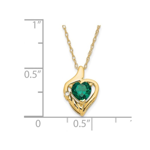 2/5 Carat Lab-Created Emerald Heart Pendant Necklace in 10K Yellow Gold with Chain