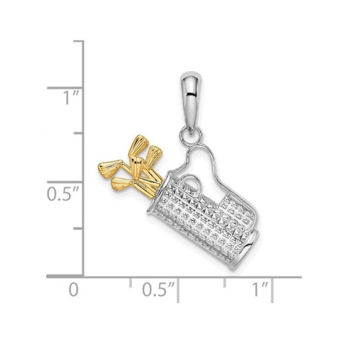 Sterling Silver Golf Bag with Clubs Charm Pendant Necklace with Chain