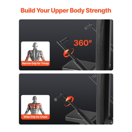 VEVOR 450LBS Load Seated Dip Machine, Tricep Bicep Press Down Machine with Cable Bar, Adjustable Seat, and Backrest, Exercise Equipment for Chest