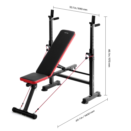Ensemble de banc d'exercice 6-en-1 de VEVOR, banc d'exercice ajustable de 600&nbsp;lb, banc d'exercice assis pour entraînement musculaire à la