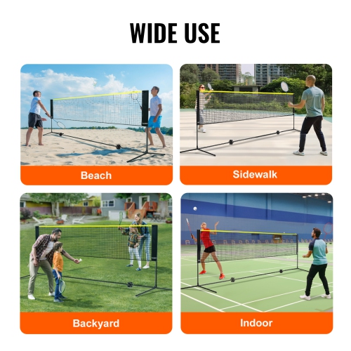 VEVOR 10ft Badminton Net, Height Adjustable Volleyball Net, Wide Foldable Pickleball Net, Portable Easy Setup Tennis Net Set with Poles, Stand and