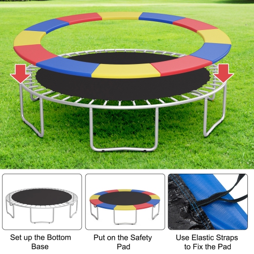 Gymax 16FT Trampoline Replacement Safety Pad Universal Trampoline Cover Multi-color