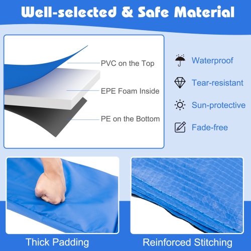 Gymax 16FT Trampoline Replacement Safety Pad Universal Trampoline Cover Blue