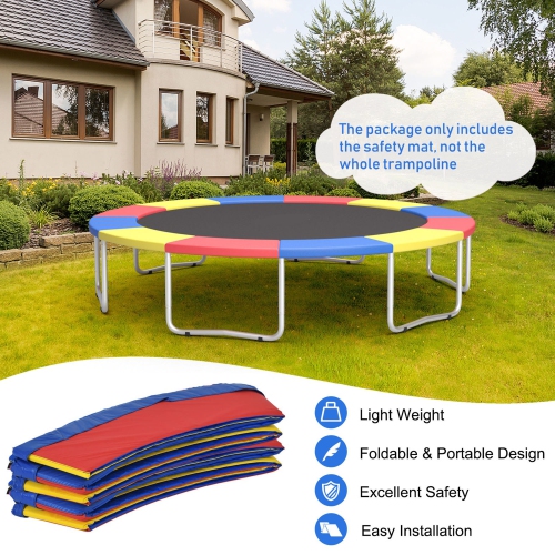 Gymax 14FT Trampoline Replacement Safety Pad Universal Trampoline Cover Multi-color