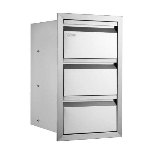 VEVOR 14.7" W x 25.4" H x 18.7" D Outdoor Kitchen Drawers, Box Frame Style Flush Mount BBQ Drawers with Stainless Steel Handle, BBQ Island Drawers