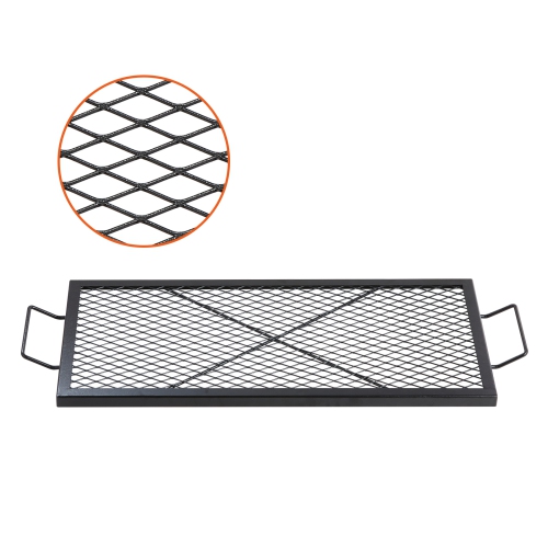 Grille de foyer de 32&nbsp;po X-Marks de VEVOR, grille de cuisson rectangulaire, grille de barbecue en acier robuste avec poignée et support en X,