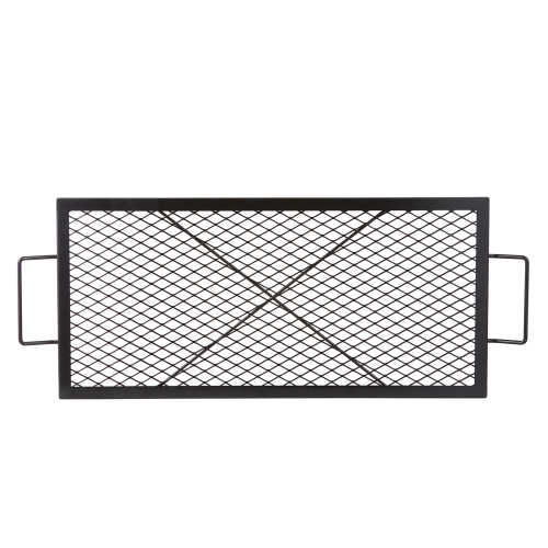 Grille de foyer de 32 po X-Marks de VEVOR, grille de cuisson rectangulaire, grille de barbecue en acier robuste avec poignée et support en X,