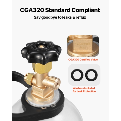 VEVOR CO2 Tank, 10 lbs New Aluminum Alloy Cylinder, CO2 Air Tank with Light Spray Coating, CGA320 Valve,Handle & Adjustable Pressure,DOT Approved